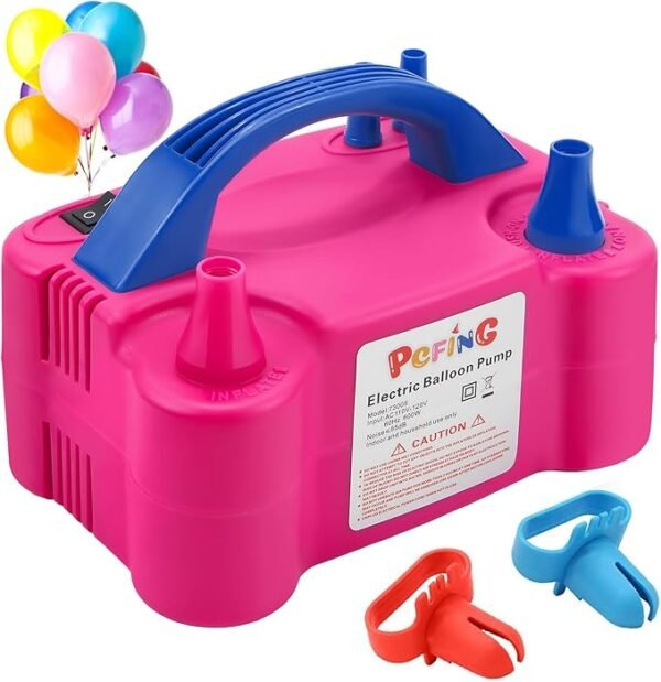 Electric Balloon Pump , Portable Balloons Inflator Blower Machine with Balloon Tie Tool & Dual Nozzle